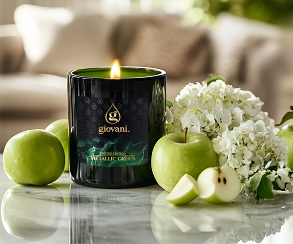 Stijlvolle Giovani huiskaars METALLIC GREEN